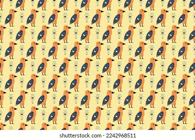 Ancient Egyptian seamless pattern. abstract symbols of paganistic bird in hieroglyphical mural style. Historical Egyptian ornament tribal background. Vector illustration