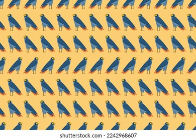 Ancient Egyptian seamless pattern. abstract symbols of paganistic bird in hieroglyphical mural style. Historical Egyptian ornament tribal background. Vector illustration