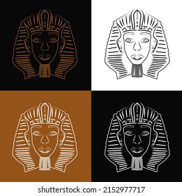 Ancient egyptian sphinx head line art logo design in 4 colors model. Icon, simple element line art logo egyptian sphinx