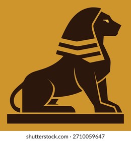 Ilustración vectorial de la silueta de la esfinge egipcia antigua. Símbolo mítico del Guardián de la Piedra para la Historia, Arqueología, Patrimonio, Cultura de Egipto, Logotipo y Decoración