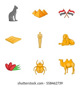 Ancient Egyptian symbol icons set. Cartoon illustration of 9 ancient Egyptian symbol vector icons for web