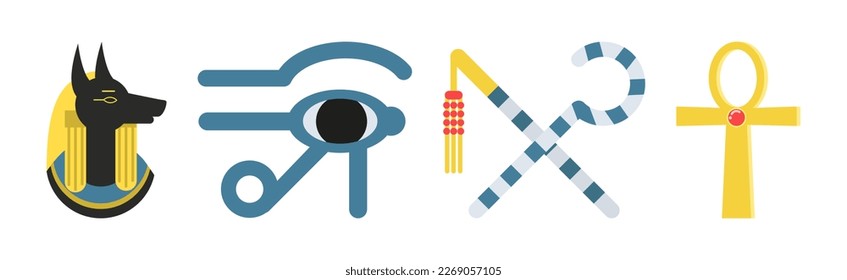 Ancient Egyptian Symbols and Culture Objects Vector Set