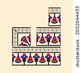 an ancient Egyptian theme vector seamless border or frame with different lengths - short, medium, and long - and inner and outer corner.