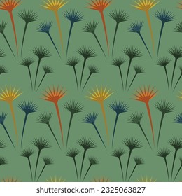 Ancient Egyptian themed vector seamless pattern with papyrus plants