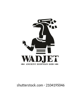 Ancient egyptian wadjet god silhouette. middle east nurse queen with crown and scepter , middle east god Logo design
