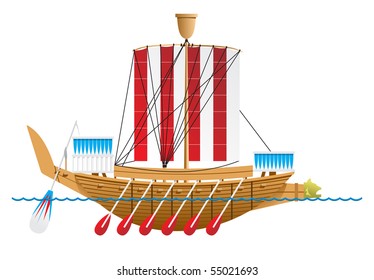 Ancient Egyptian warship.Simple gradients only - no gradient mesh.