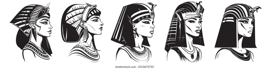 Ancient egyptische Frau Kopf Vektorgrafik weiblichen Gesicht Silhouette Laser Schneiden