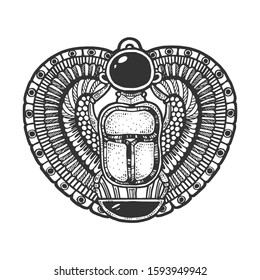 Ancient Egyptians scarab beetle sketch engraving vector illustration. T-shirt apparel print design. Scratch board imitation. Black and white hand drawn image.