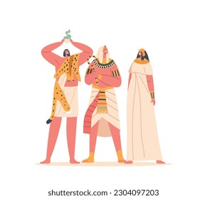 Ancient Egyptians Shaman, Pharaoh and Woman Characters. People of Egypt Civilization, Important Society Figures