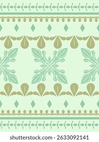 Ancient Elaborate Motif Greek Scroll Ornament Pattern with Gold Green Mint Decoration with Royal Geometric Stripe Border Design Elegance Ethnic Abstract Desert Oasis Imaginary for Wallpaper Embroidery