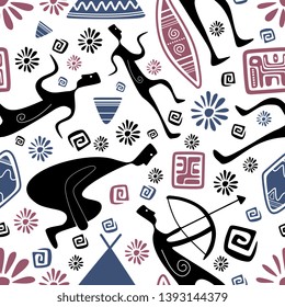 Ancient ethnic drawing aztec maya pattern