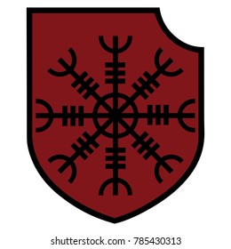 The ancient European esoteric sign - the black sun and Heraldic shield, isolated on white, vector illustration