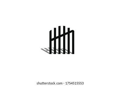 ancient fence logo design vector with simple, unique and elegant styles isolated on white background