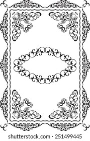Ancient fine swirl border is on white