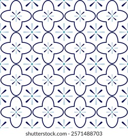 Ancient of firework tiles style seamless pattern. Flower Geometric. Vector.