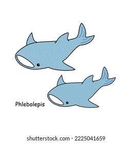 Ancient fish Phlebolepis, a jawless fish resembling a whale shark, illustration vector.