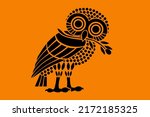 Ancient flag of Athens polis vector silhouette illustration. City state symbol in ancient Greece. Owl of Athena, patron of Athens.