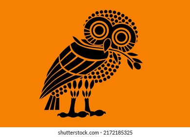 Ancient flag of Athens polis vector silhouette illustration. City state symbol in ancient Greece. Owl of Athena, patron of Athens.