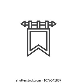Ancient flag outline icon. linear style sign for mobile concept and web design. Hanging flag simple line vector icon. Symbol, logo illustration. Pixel perfect vector graphics