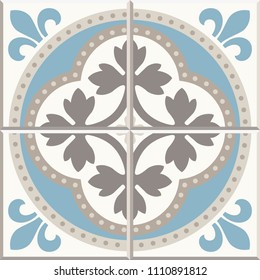 Ancient floor ceramic tiles. Flooring tiling seamless vector background. Vector illustration.