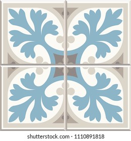 Ancient floor ceramic tiles. Flooring tiling seamless vector background. Vector illustration.