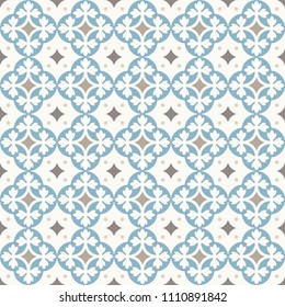 Ancient floor ceramic tiles. Flooring tiling seamless vector background. Vector illustration.