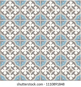 Ancient floor ceramic tiles. Flooring tiling seamless vector background. Vector illustration.