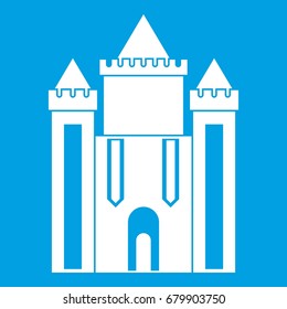 Ancient fort icon white isolated on blue background vector illustration