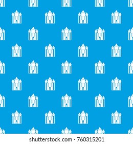 Ancient fort pattern repeat seamless in blue color for any design. Vector geometric illustration
