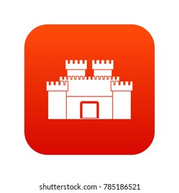 Ancient fortress icon digital red for any design isolated on white vector illustration