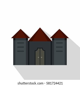 Ancient fortress icon. Flat illustration of ancient fortress vector icon for web isolated on white background