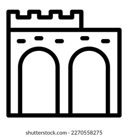 Ancient fortress icon outline vector. Landmark sea. Travel split