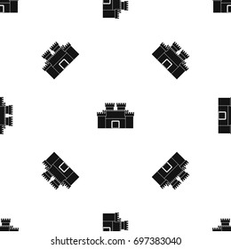 Ancient fortress pattern repeat seamless in black color for any design. Vector geometric illustration