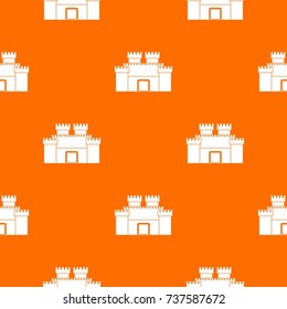 Ancient fortress pattern repeat seamless in orange color for any design. Vector geometric illustration