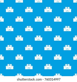 Ancient fortress pattern repeat seamless in blue color for any design. Vector geometric illustration