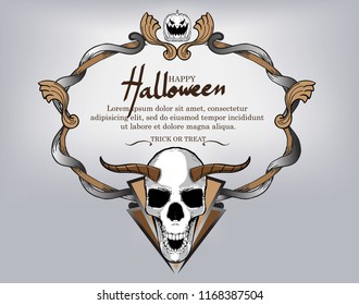 ancient frame text ,background haunting for halloween,skull