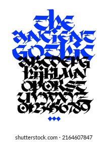 Ancient full font. Vector. Numbers. Medieval latin black letters on a white background. Calligraphy and lettering. Graphic elements for corporate identity. Pattern, ornament in the old style.