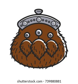 Ancient furry purse with smal tassels and metal lock