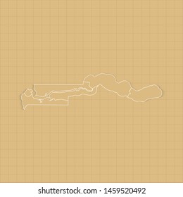Ancient Gambia map old paper background with space for text. Vector illustration EPS10.