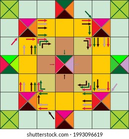 Ancient Game Chart for fun game to produce or print by decal, wallpaper, fabric clothing industrial use