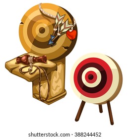 An ancient game of Darts. Vector illustration.