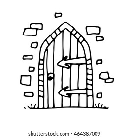 Ancient  gates, hand drawn. Vector illustration. eps 10