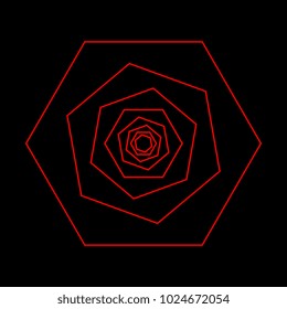 Ancient geometric mandala abstract line. Unique shape trendy. Isolated in dark background.
