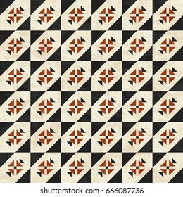 Ancient geometric mosaic pattern, abstract marbled tiles, textured seamless vector illustration