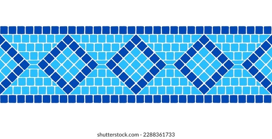 Ancient geometric mosaic seamless border. Decorative antique stone ornament.