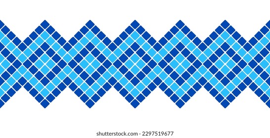 Antiguo borde sin fisuras de mosaico geométrico. Decorativo adorno de piedra antigua.