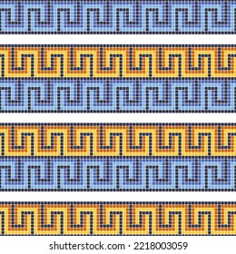 Antiguo patrón de mosaico geométrico sin fisuras. Decorativo adorno de piedra antigua.