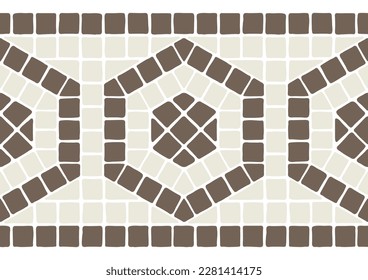 Antiguo patrón de mosaico geométrico sin fisuras. Decorativo adorno de piedra antigua.