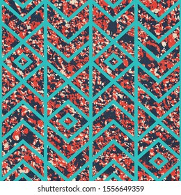 Ancient geometric seamless pattern with grunge texture.