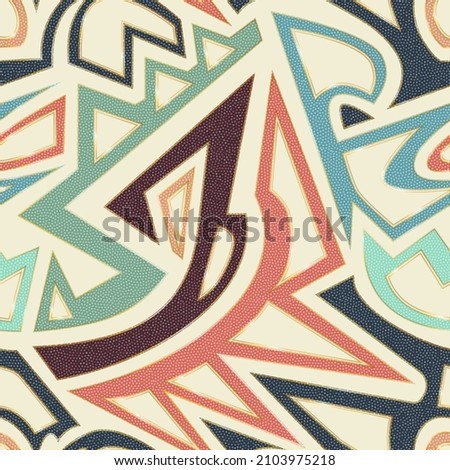 Ancient geometric seamless texture with grunge effect.